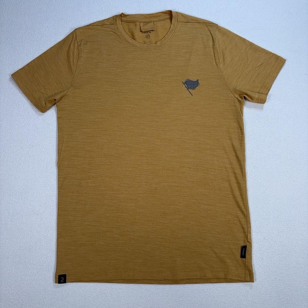 Forclaz Merino Wool Travel 500 T-Shirt Men M/L* Yellow Stretch Base Layer Hiking